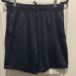 Men's Athletic Shorts - Navy Blue Glacier. Drawstring and elastic waist. Ex fond
